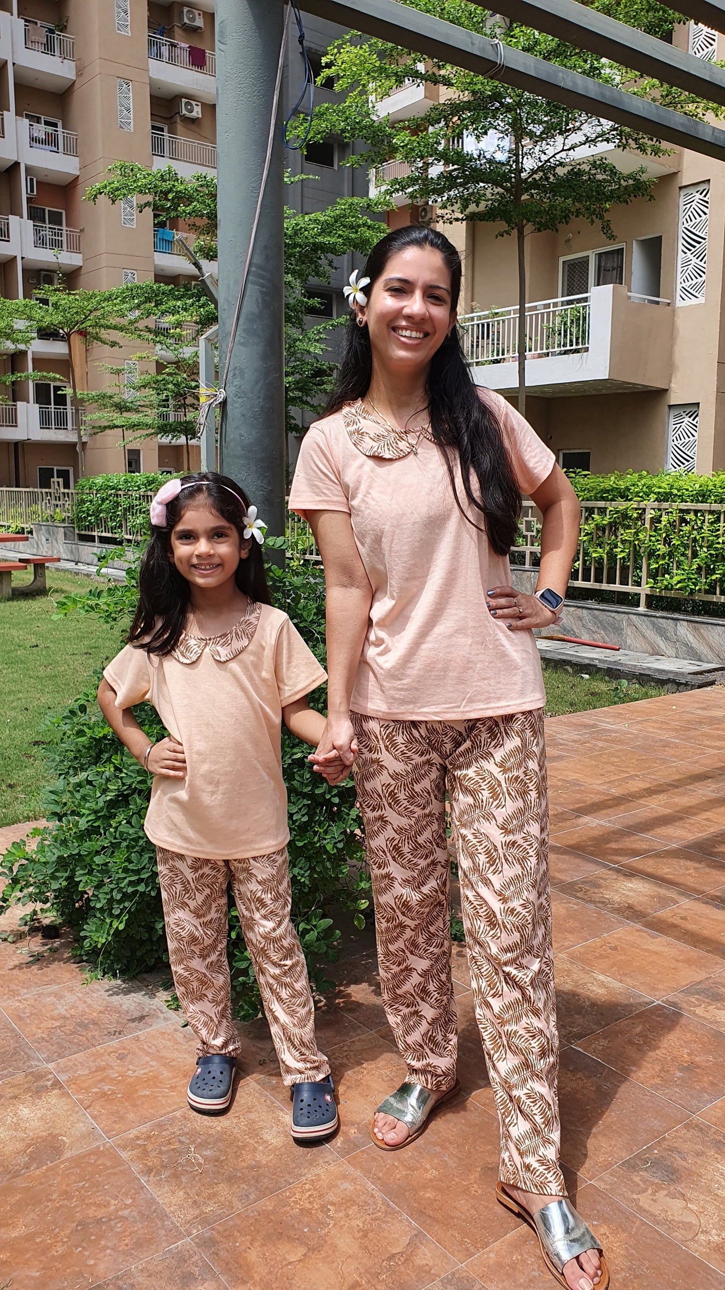 Mother & Child Twinning Night Suit Set With Top & Pyjama