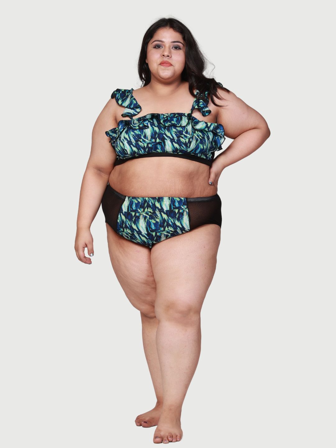 Hot Two Piece Printed Crepe & Net Sexy Bikini Set With B56G0.T56G0 - | Buy Online from Klamotten