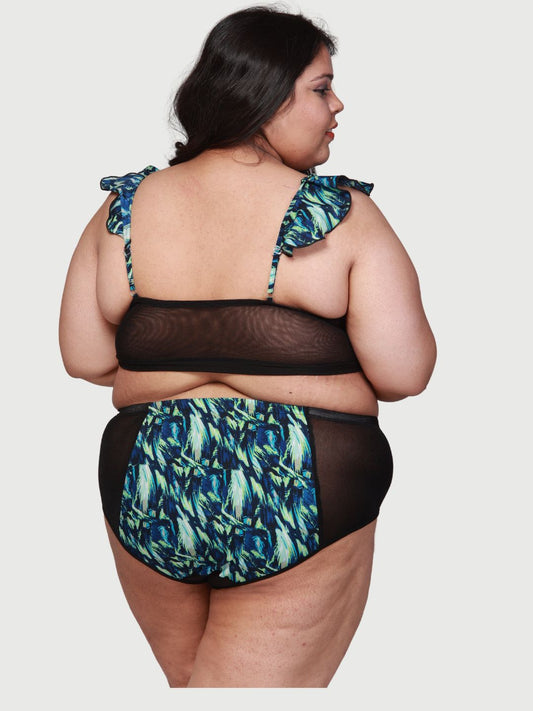 Hot Two Piece Printed Crepe & Net Sexy Bikini Set With B56G0.T56G0