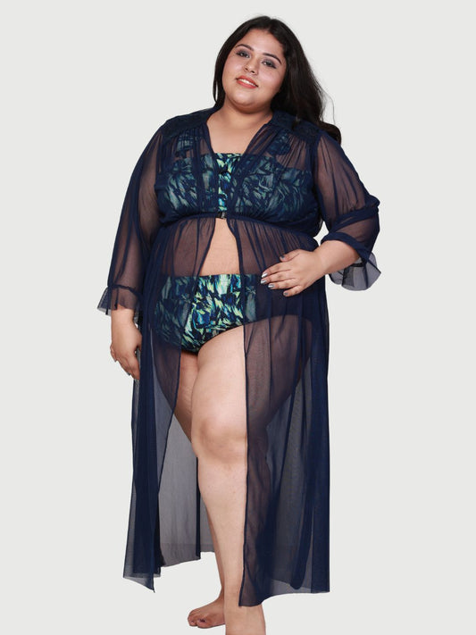 Plus Size Hot Three Piece Printed Bikini Set With Robe B56G0.T560.R3N