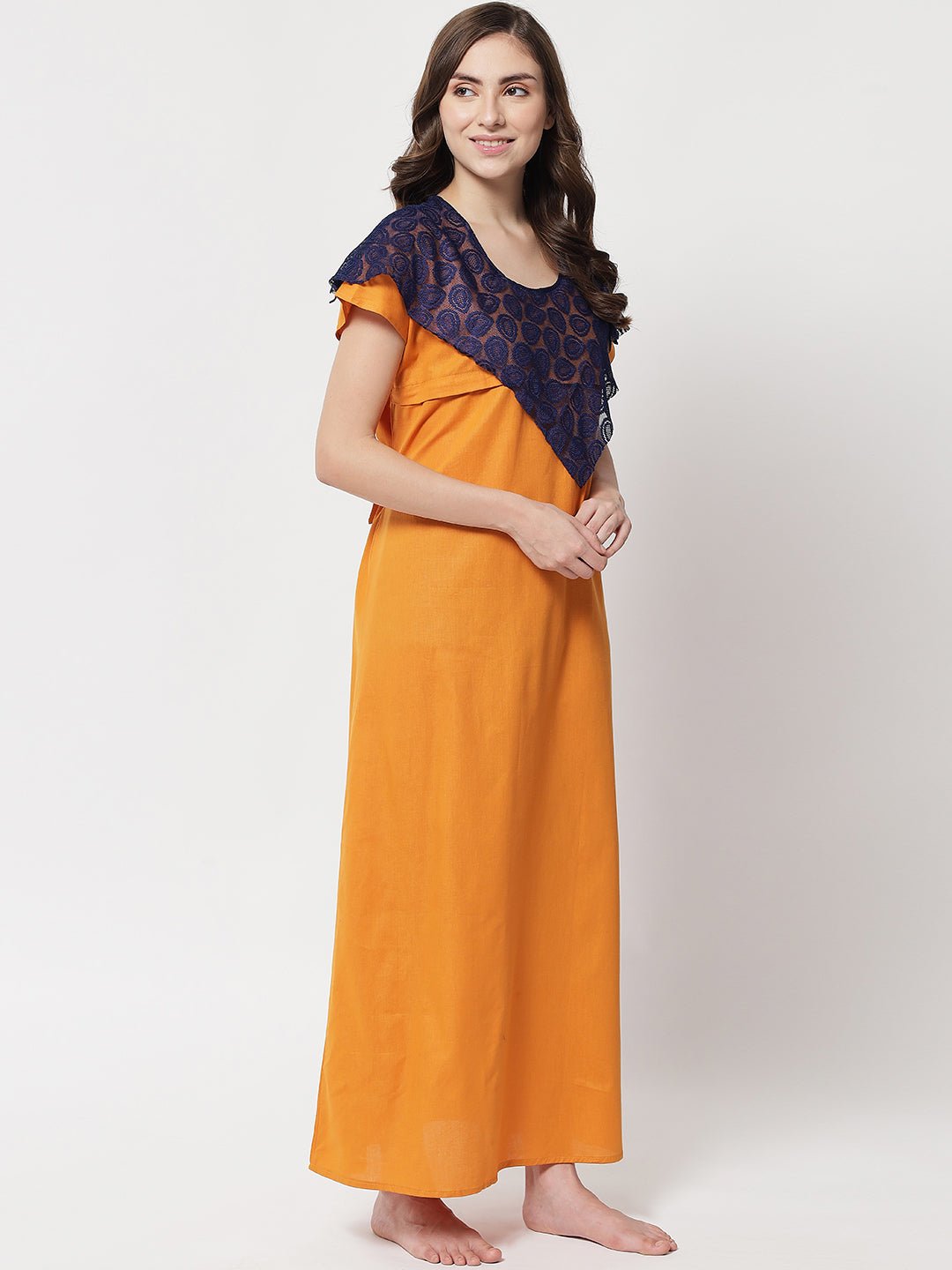 cotton-feeding-maternity-maxi-night-dress-with-zip - | Buy Online from Klamotten