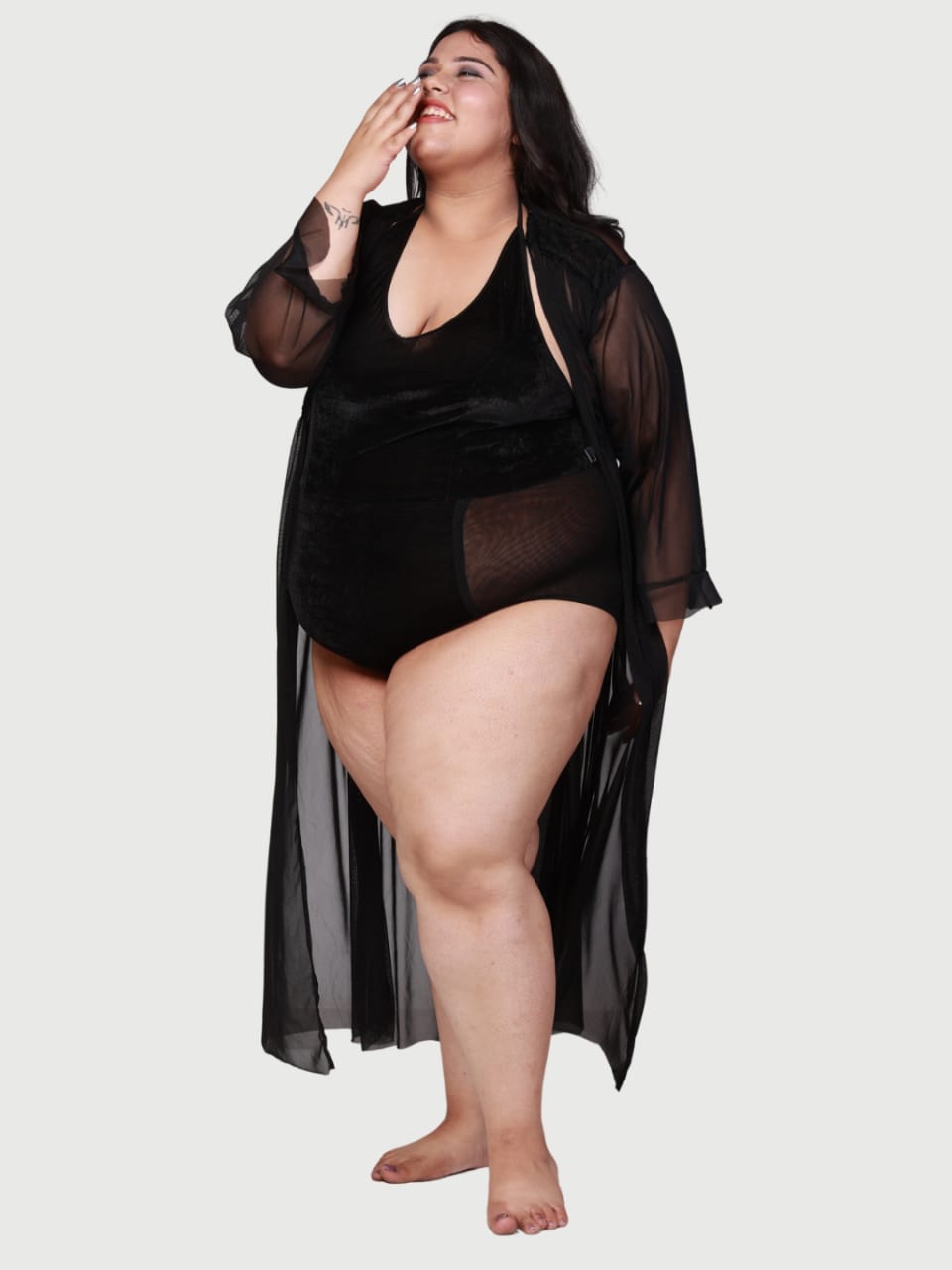 Plus Size Hot Two Piece Velvet Jumper Set With Robe B59K.R3K - | Buy Online from Klamotten