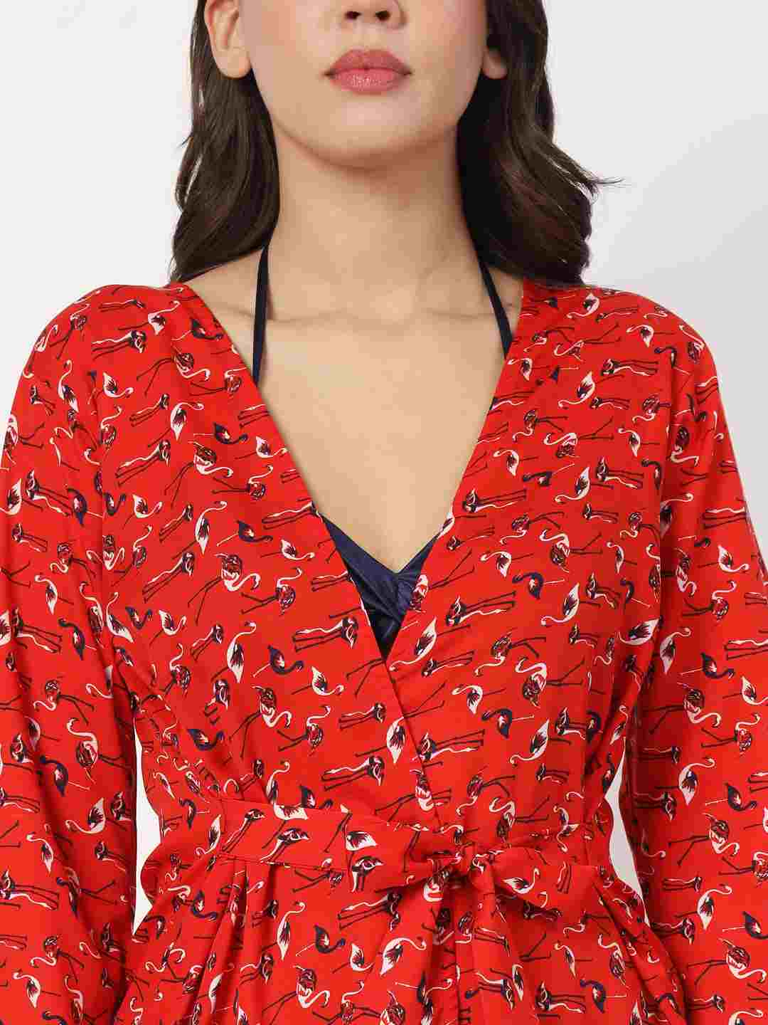 Printed Crepe Robe & Satin Bikini Set R6Rd0.B64N.T64N - | Buy Online from Klamotten