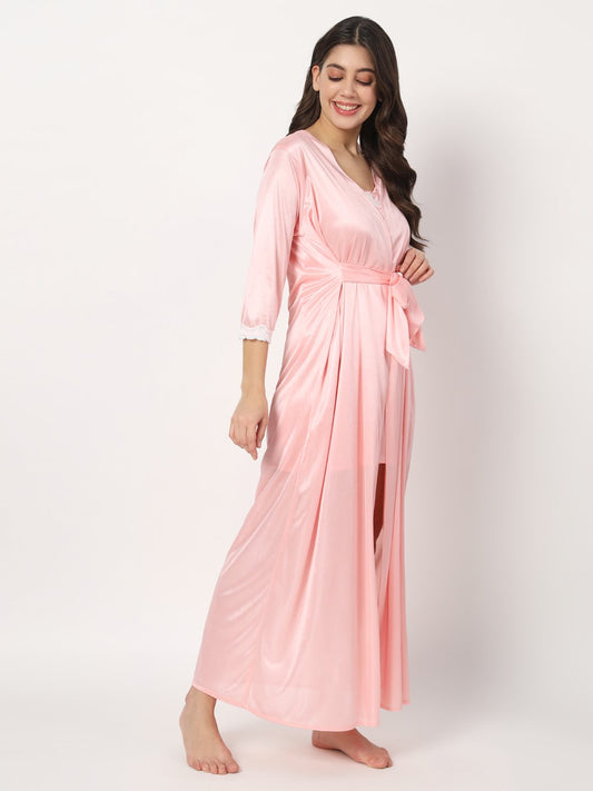 Hot Two Piece Satin Robe & Night Dress for Women X302Hl-klamotten