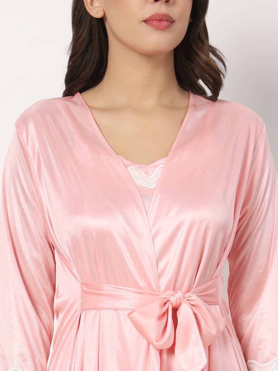 Hot Two Piece Satin Robe & Night Dress for Women X302Hl-klamotten - | Buy Online from Klamotten