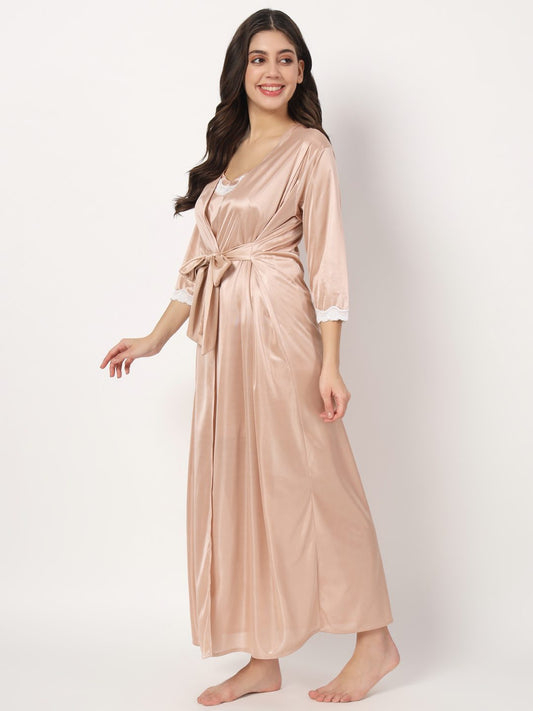Hot Two Piece Satin Robe & Night Dress for Women X302Ag-klamotten