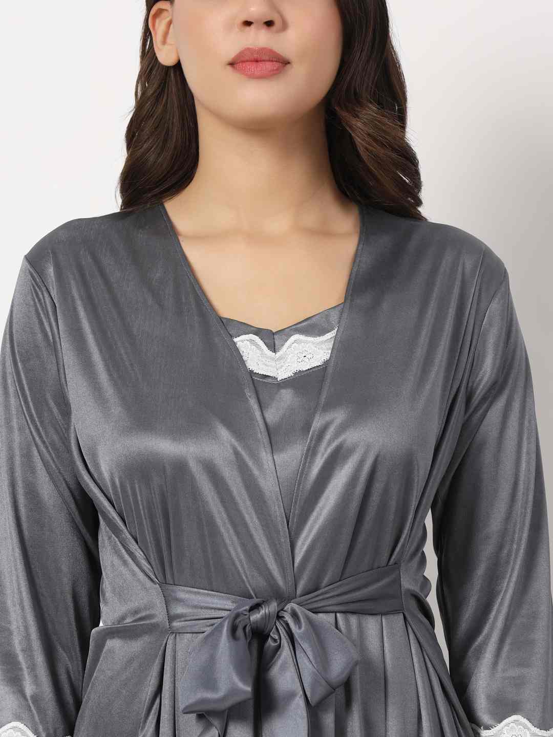Hot Two Piece Satin Robe & Night Dress for Women X302Zd-klamotten - | Buy Online from Klamotten