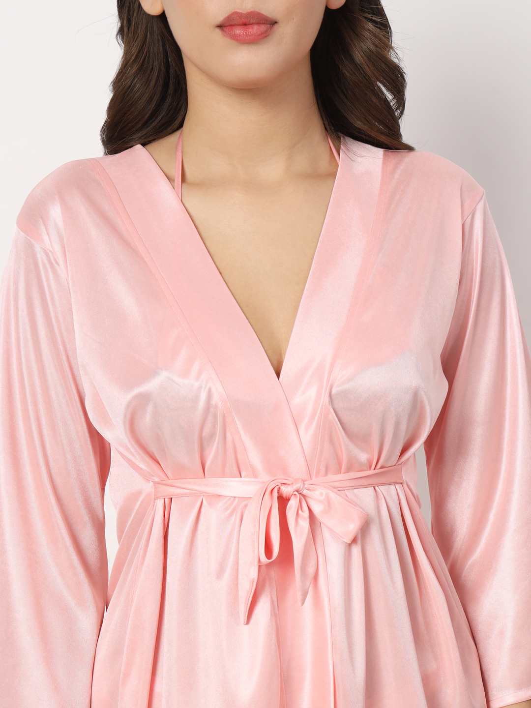 Solid Satin Robe & Satin Bikini Set R6Hl.B65Hl.T65Hl - | Buy Online from Klamotten
