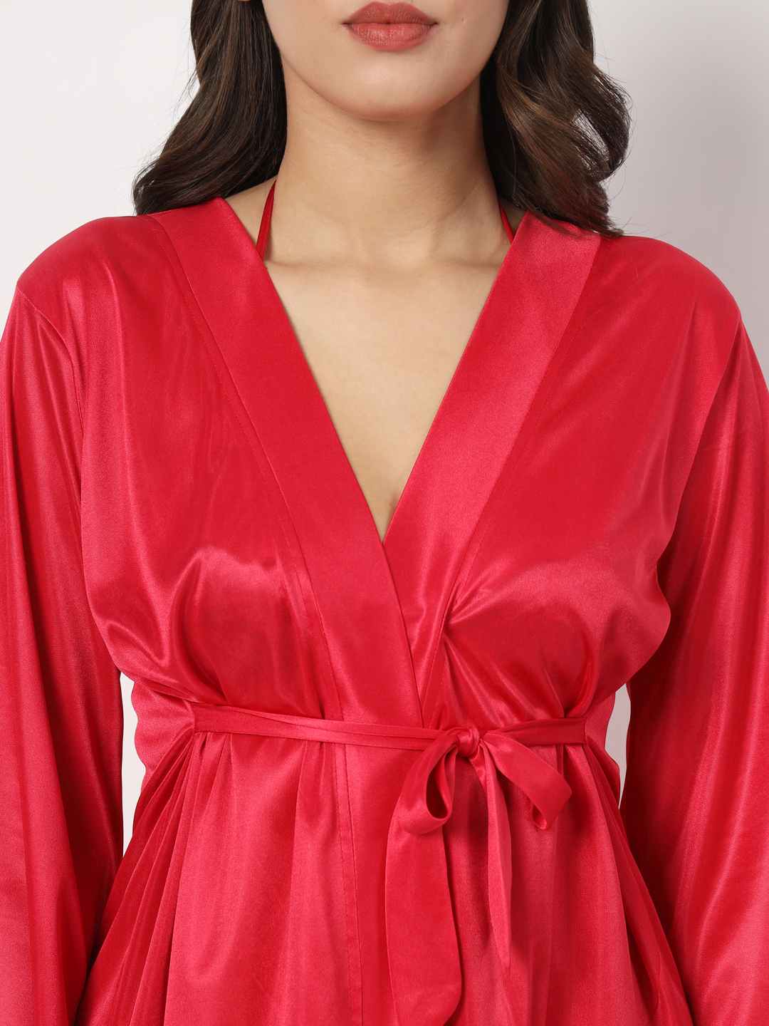 Solid Satin Robe & Bikini Set R6C.B65C.T65C - | Buy Online from Klamotten