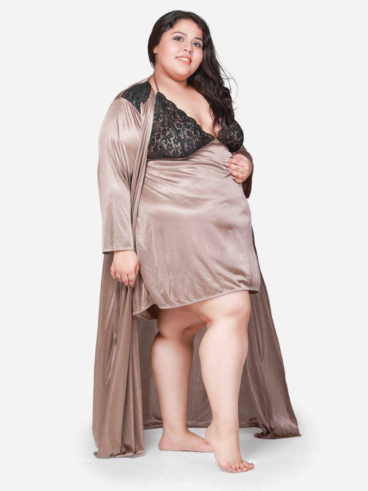 Plus Size Hot Two Piece Babydoll Night Dress for Honeymoon BB301Bm
