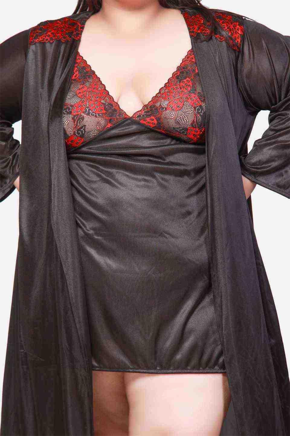 Hot Two Piece Black Babydoll Night Dress for Women 301Kg
