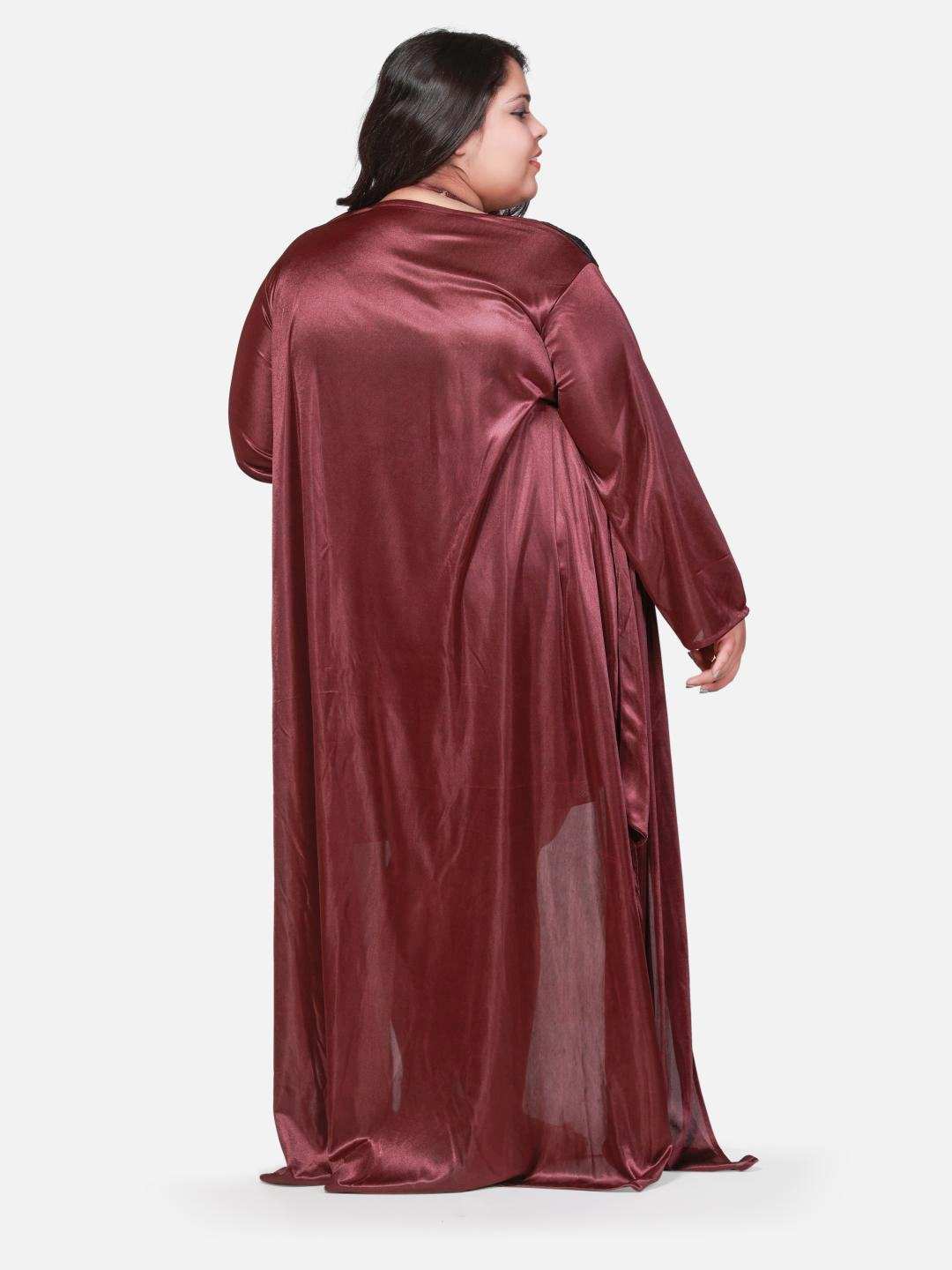 Plus Size Hot Two Piece Burgundy Babydoll Night Dress for Women 301U - | Buy Online from Klamotten
