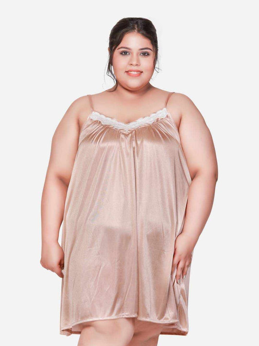 Plus Size Hot Two Piece Champagne Babydoll Night Dress for Women 302Ag