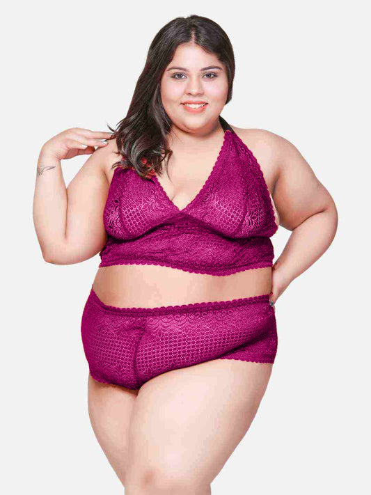 Plus Size Hot Two Piece Lace Bikini Set With BB18W