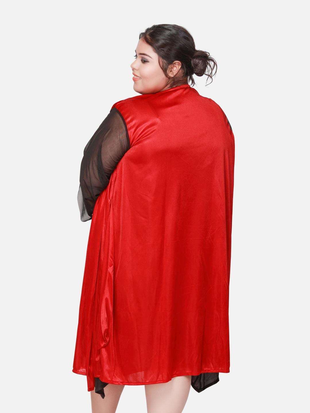 Plus Size Hot Two Piece Maroon Babydoll Night Dress for Women B53K.R4M - | Buy Online from Klamotten