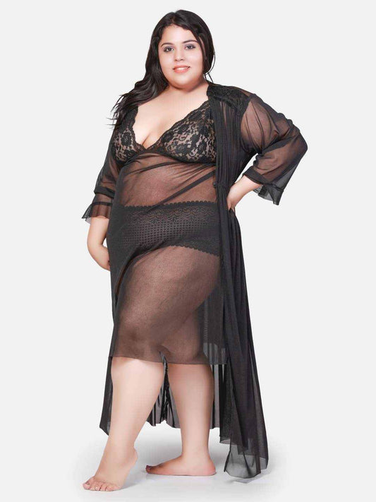 Hot Three Piece Net Bikini Set With Robe B55K.R3K