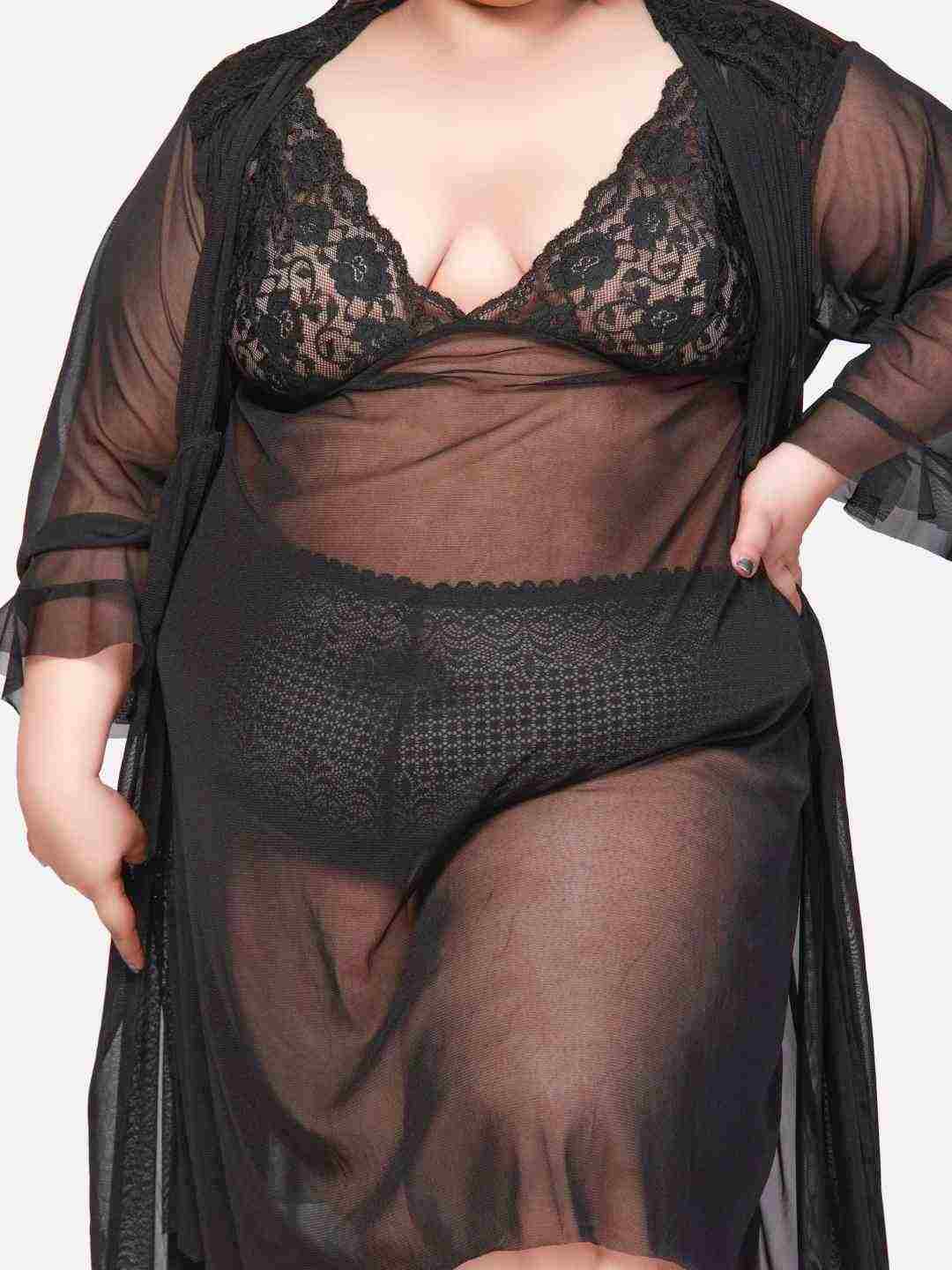 Hot Three Piece Net Bikini Set With Robe B55K.R3K - | Buy Online from Klamotten