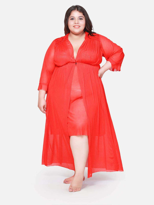 Plus Size Hot Three Piece Net Bikini Set With Robe B55Rd.R3Rd