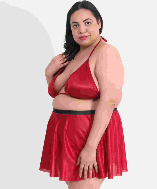 Plus Size Sexy 3 Piece Babydoll Bikini Dress for Honeymoon 202M