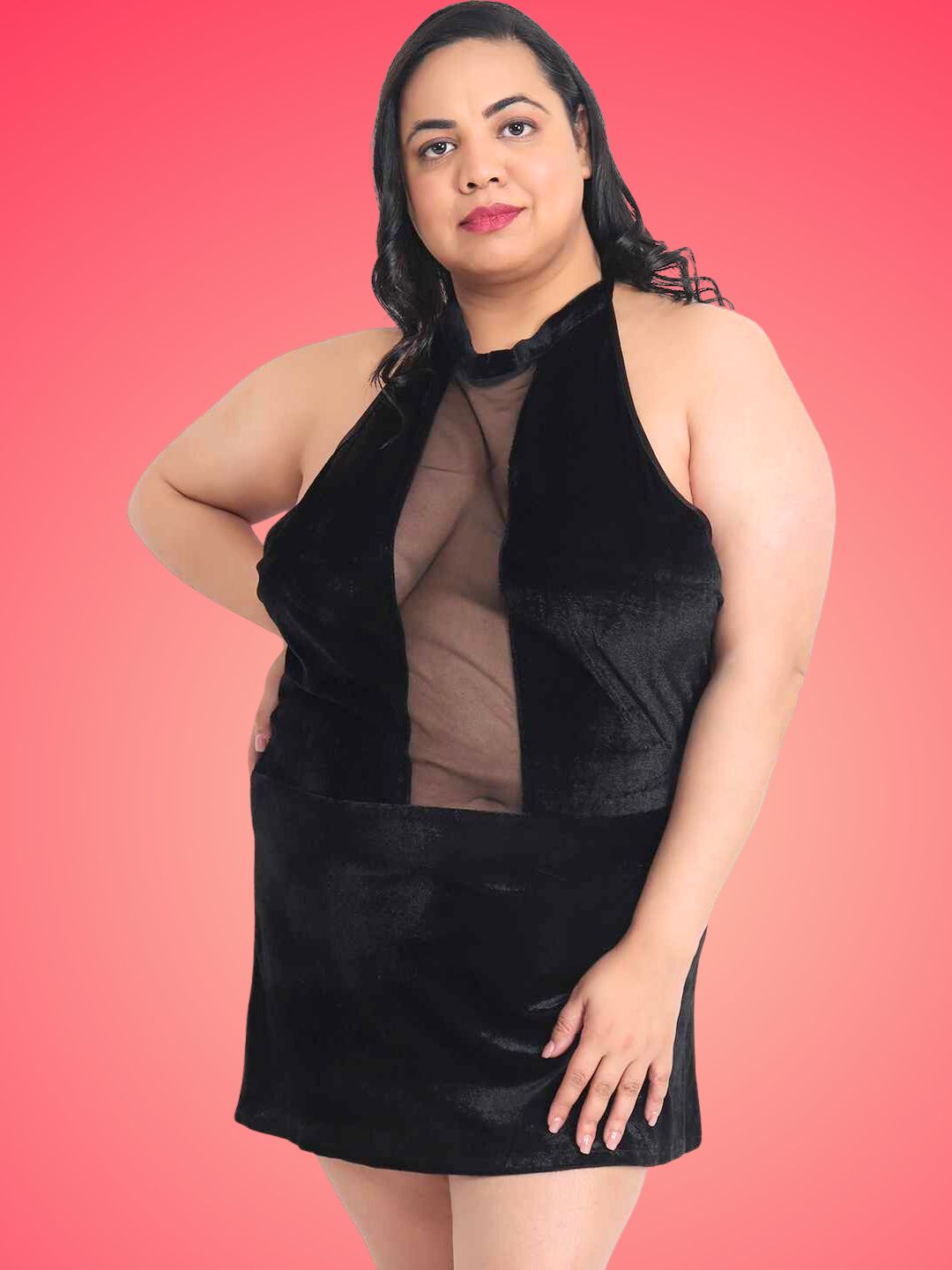 Plus Size Hot Net and Velvet Babydoll Bikini Dress for Honeymoon BB8K - | Buy Online from Klamotten