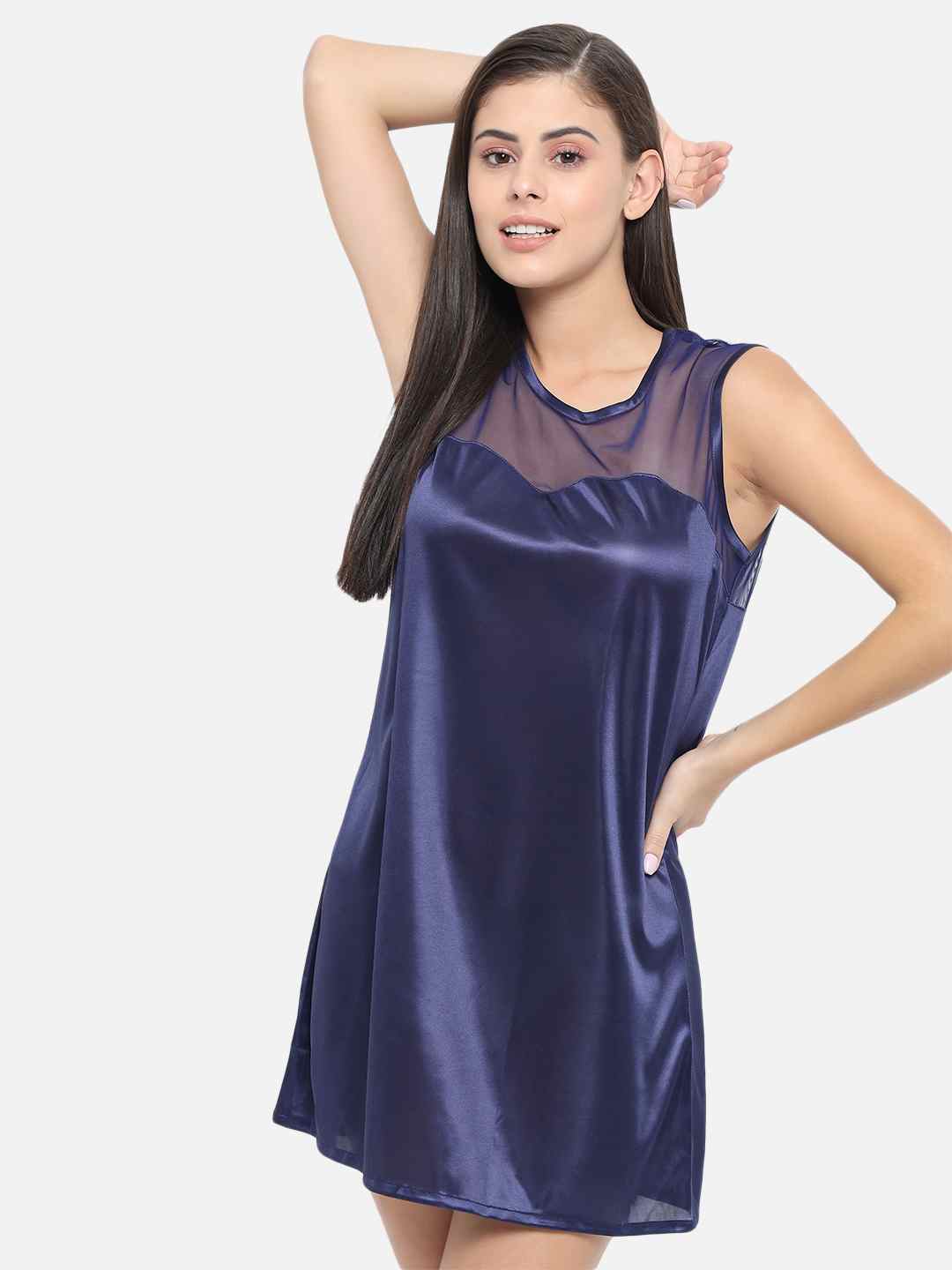 Hot Bridal Blue Net Babydoll Honeymoon Bikini Night Dress-B31N-S