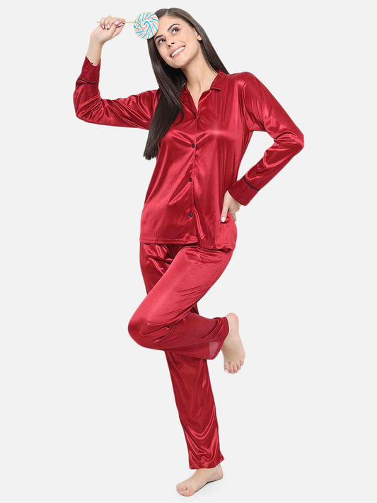 Klamotten Women's Solid Satin Nightsuit N72M