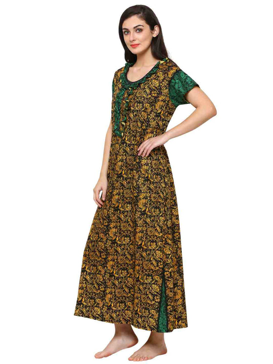 Klamotten Women's Printed Cotton Long Nightdress 17G22