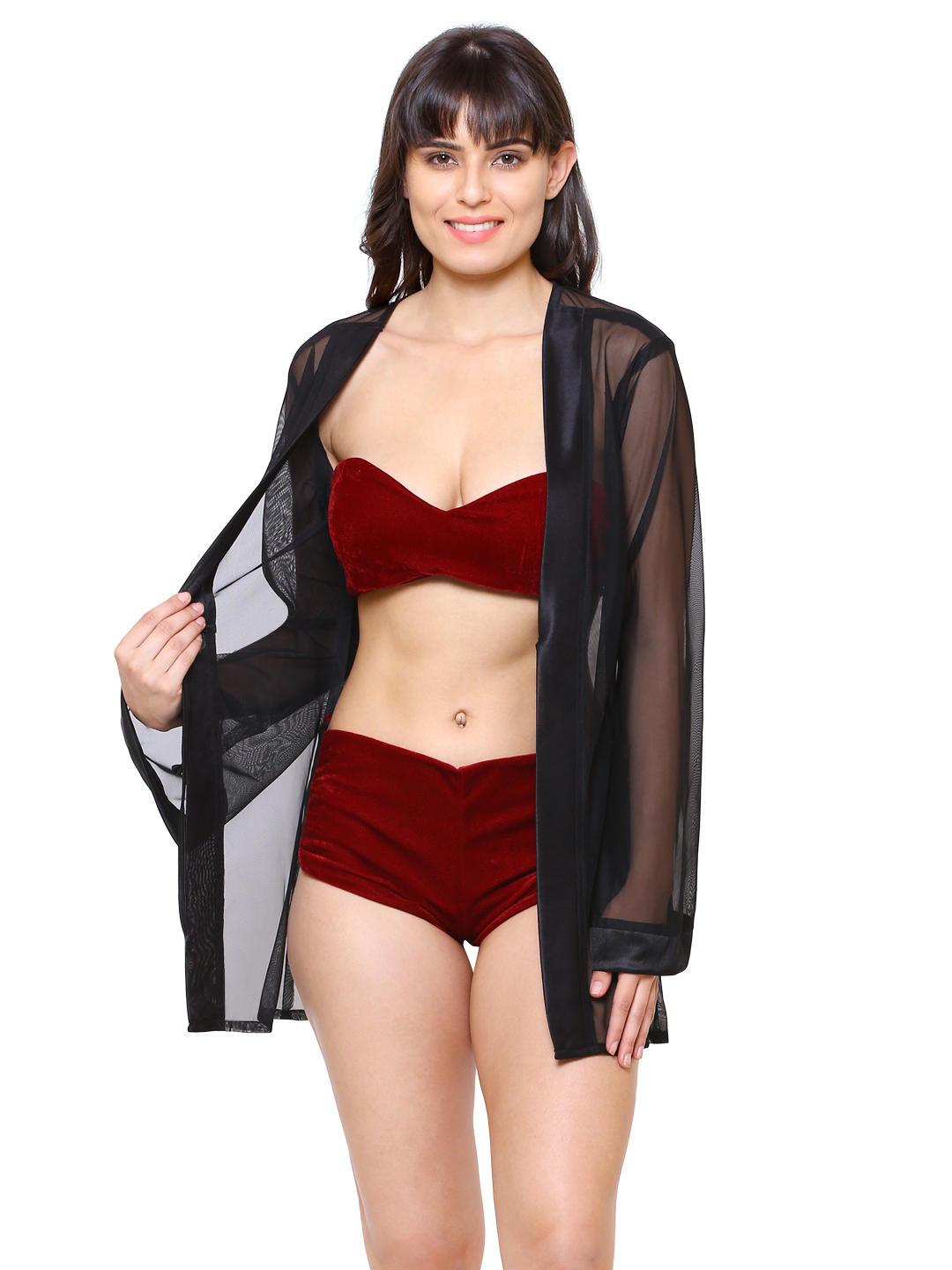 Klamotten Women's Sensuous Maroon Babydoll with Robe- B16M - | Buy Online from Klamotten