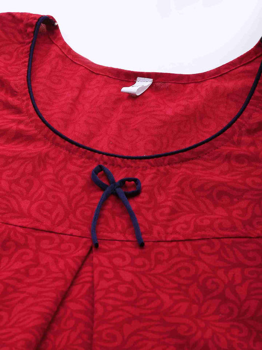 Klamotten Women's Printed Cotton Long Nightdress C7Rd19