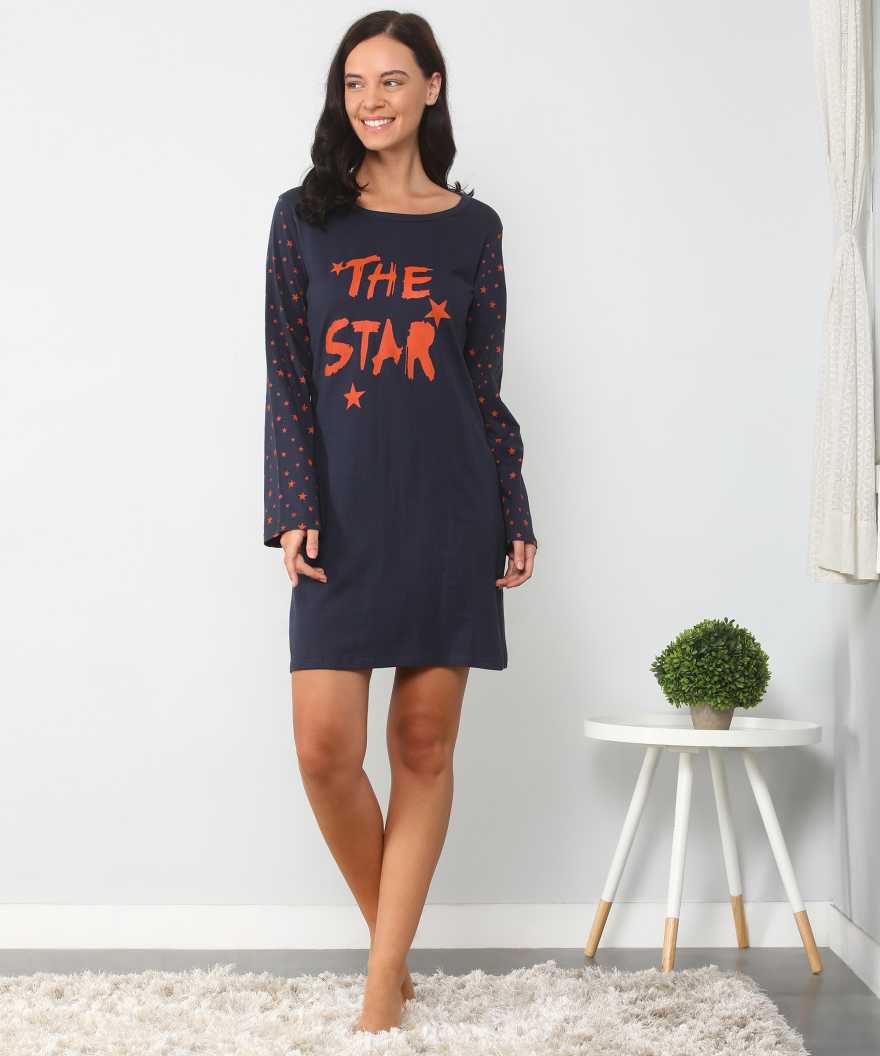 Klamotten Women's Printed Full Sleeves Sleepshirt DB13N - | Buy Online from Klamotten