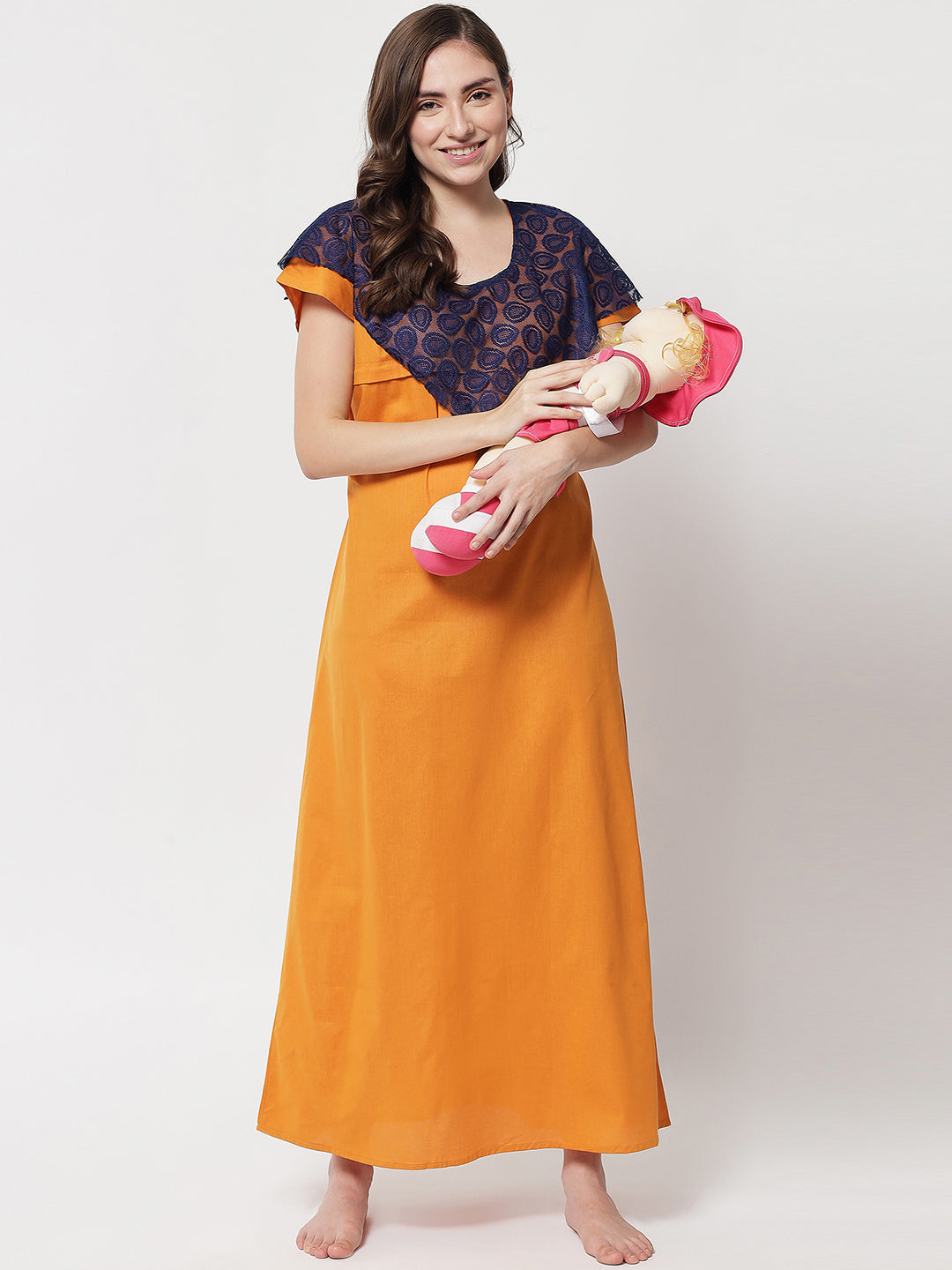Cotton Solid Maternity and Feeding Maxi Nighty & Dress With Zip F8Ym –  Klamotten