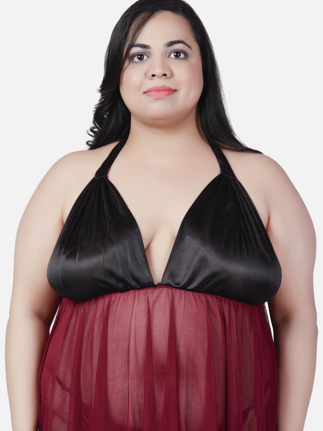 sexy-plus-size-babydoll-honeymoon-red-night-dress-for-women-k6w - | Buy Online from Klamotten