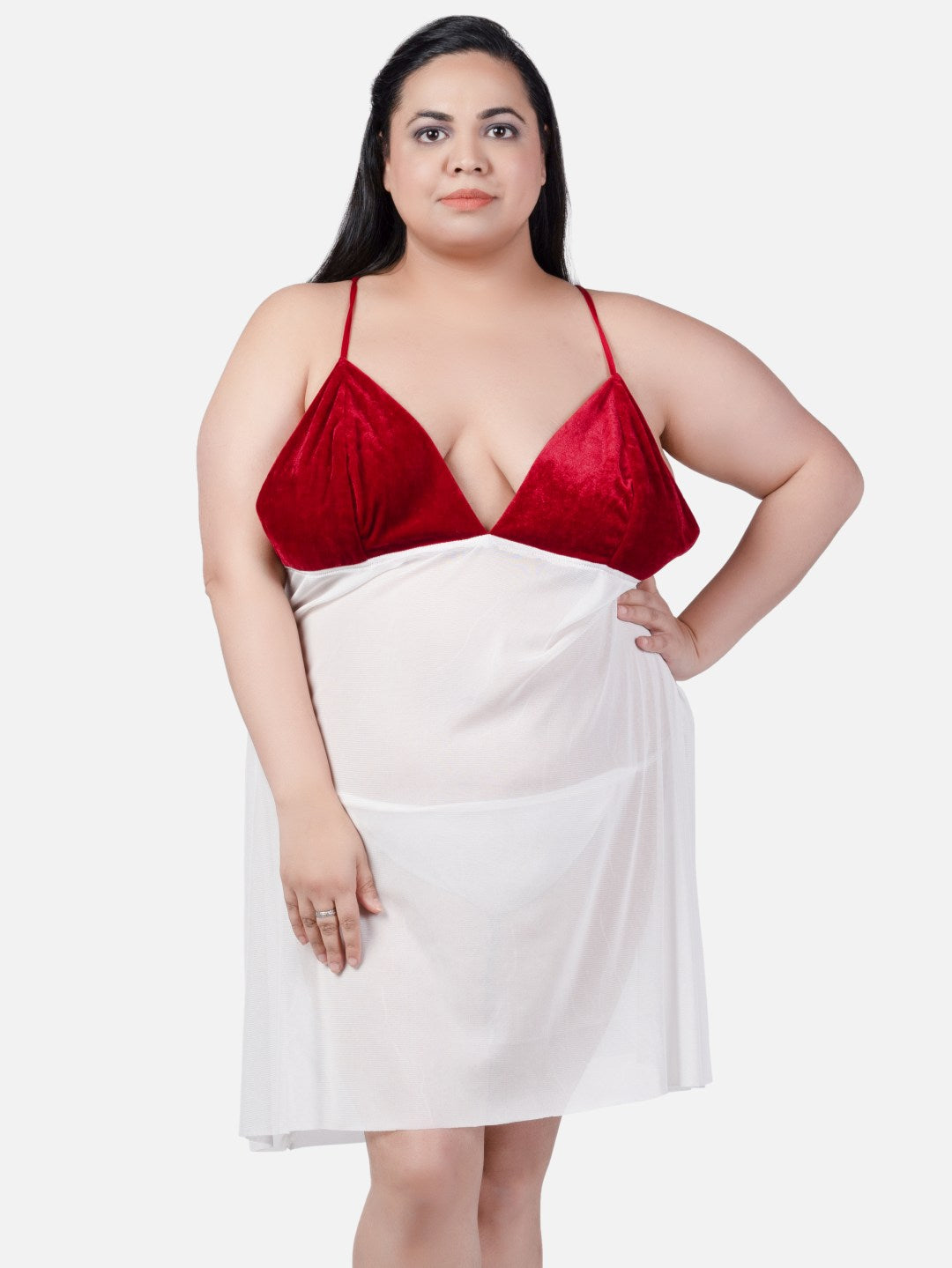Sexy Babydoll Honeymoon Red & White Night Dress for Women K8MA – Klamotten