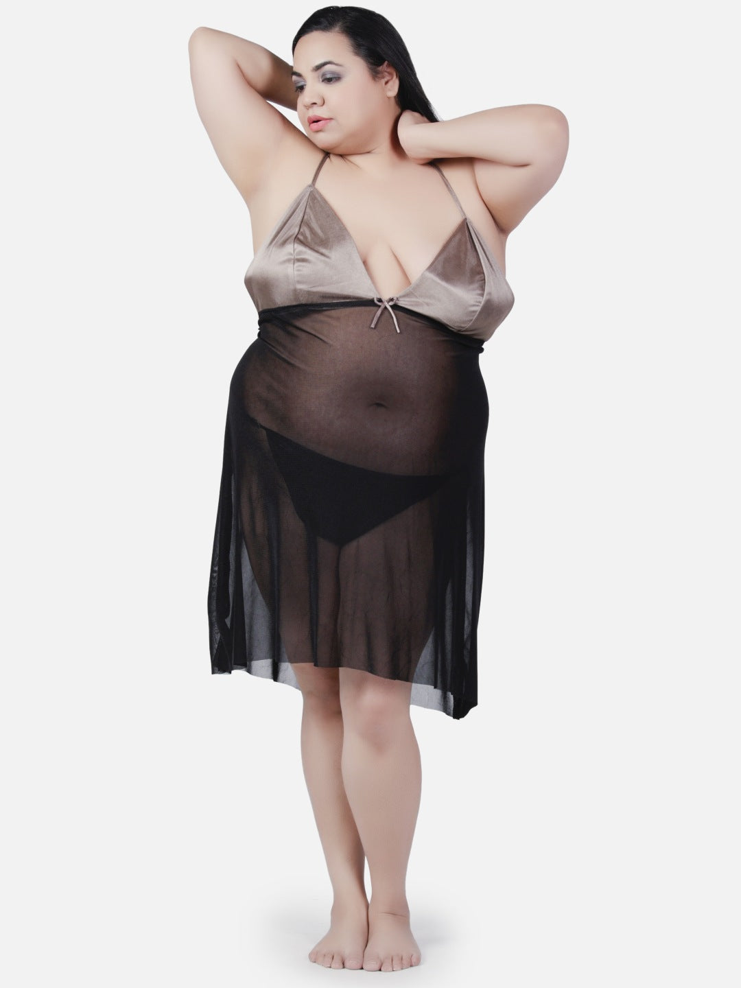 sexy-plus-size-babydoll-honeymoon-black-net-night-dress-for-women-k9bmk - | Buy Online from Klamotten