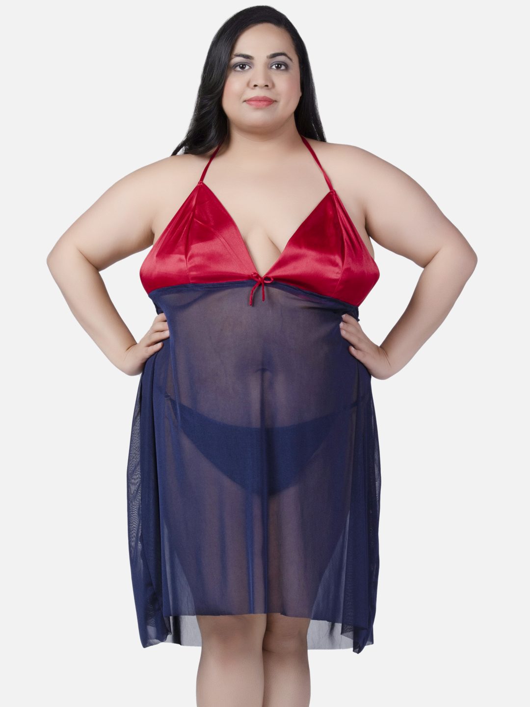 plus-size-sexy-babydoll-honeymoon-navy-night-dress-for-women-k9mn - | Buy Online from Klamotten
