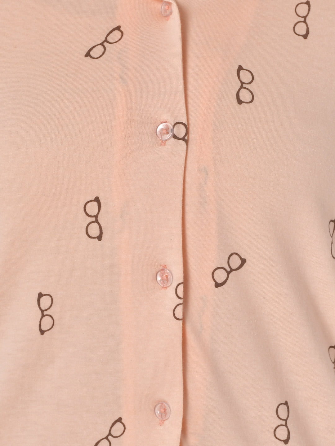 Klamotten Women's Baby Pink Allover Printed Top Pyjama Set N54H