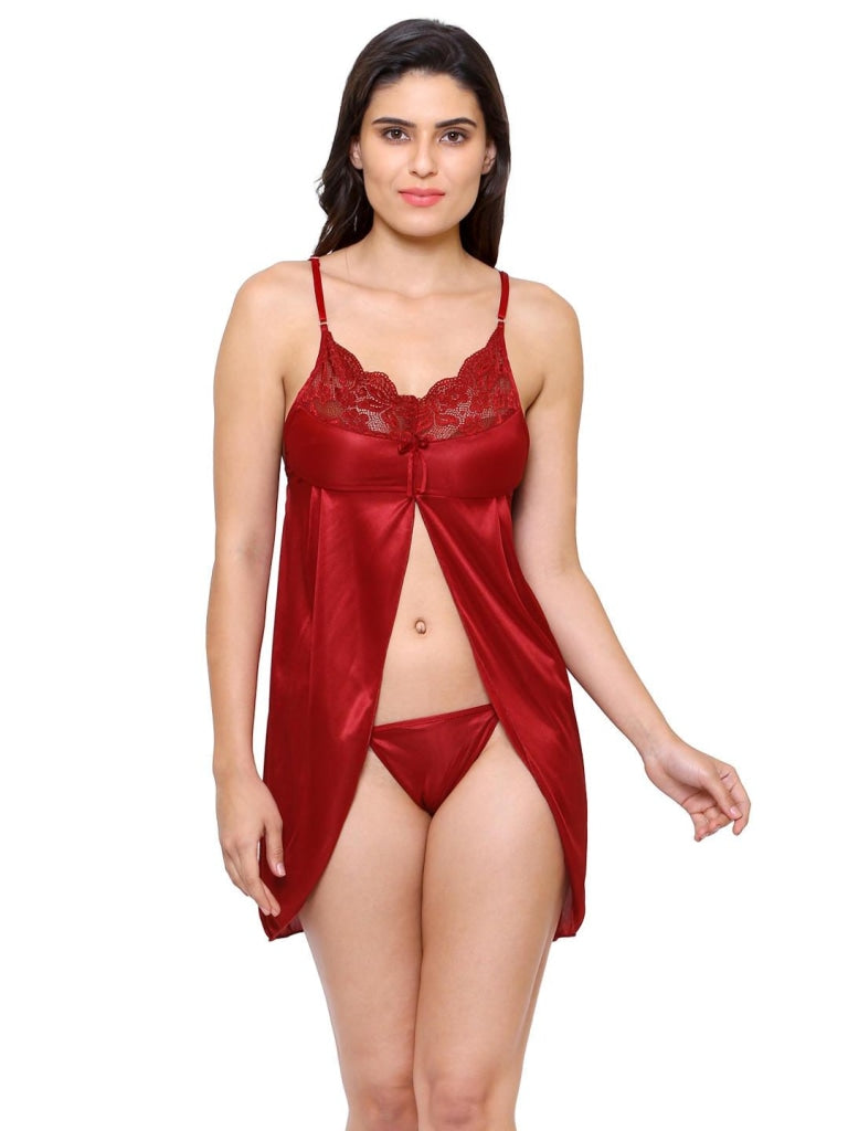 Honeymoon Hot Nighty For Bridal Plus Size Satin Honeymoon Babydoll