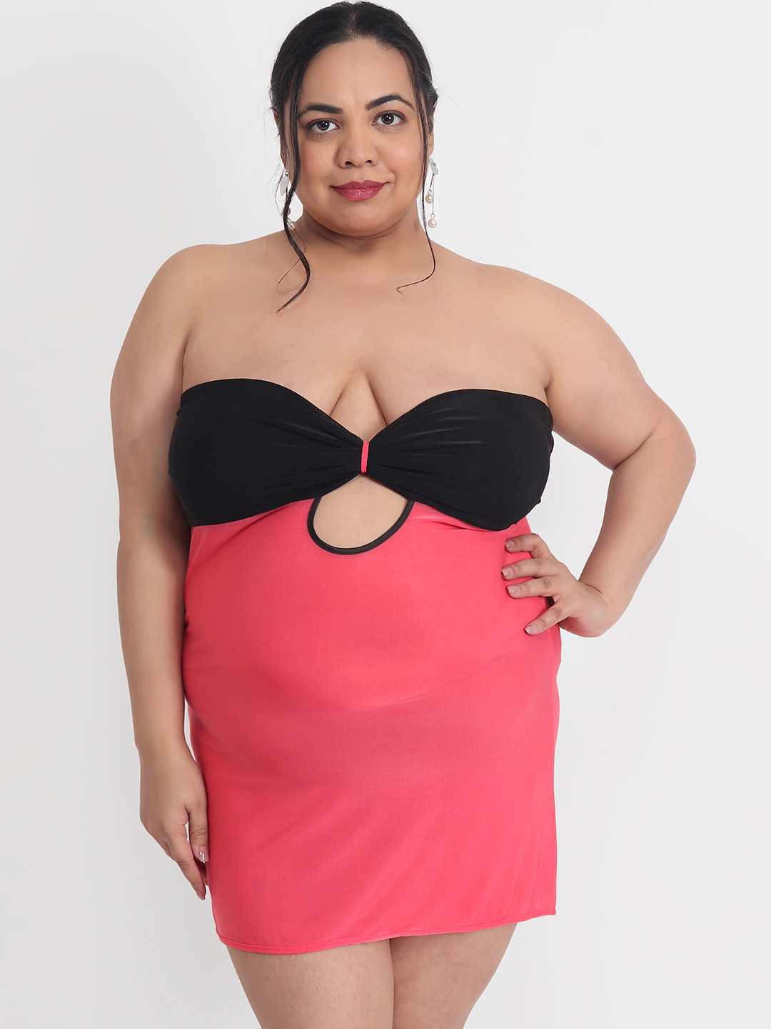 Plus Size Sexy Peach Bridal Babydoll Bikini Dress for Honeymoon BB5H