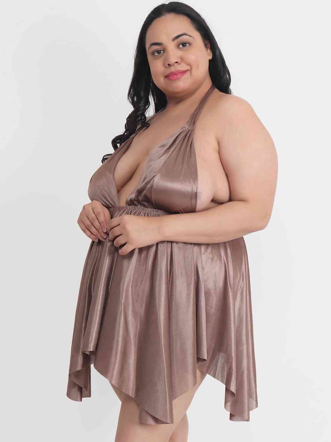 sexy-plus-size-satin-babydoll-honeymoon-bikini-dress-bb36bm - | Buy Online from Klamotten