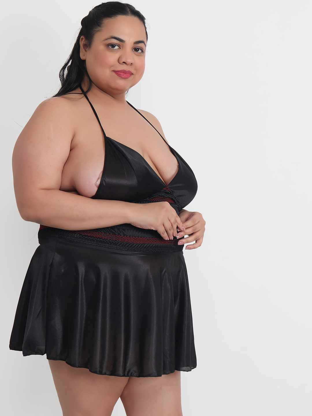 sexy-plus-size-satin-babydoll-honeymoon-bikini-dress-bb35k - | Buy Online from Klamotten