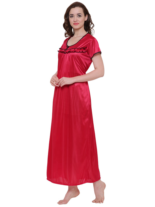 Plus Size Women Satin Maxi Nightdress (Size XS-XL)