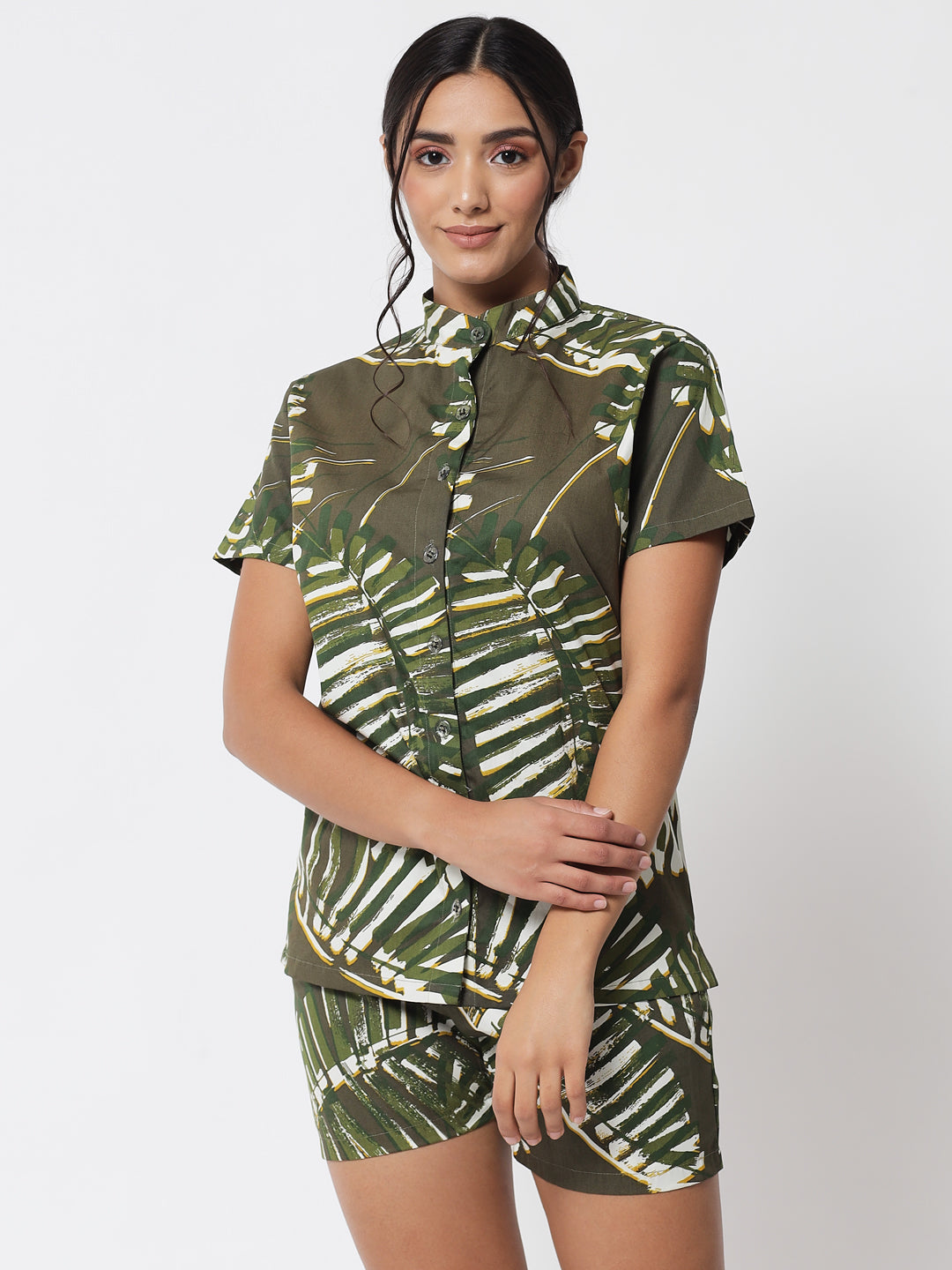 forest printed top & shorts set plus size