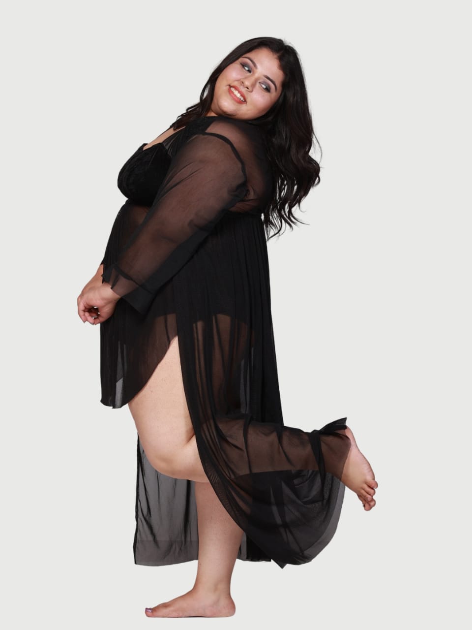 net robe and babydoll for plus size