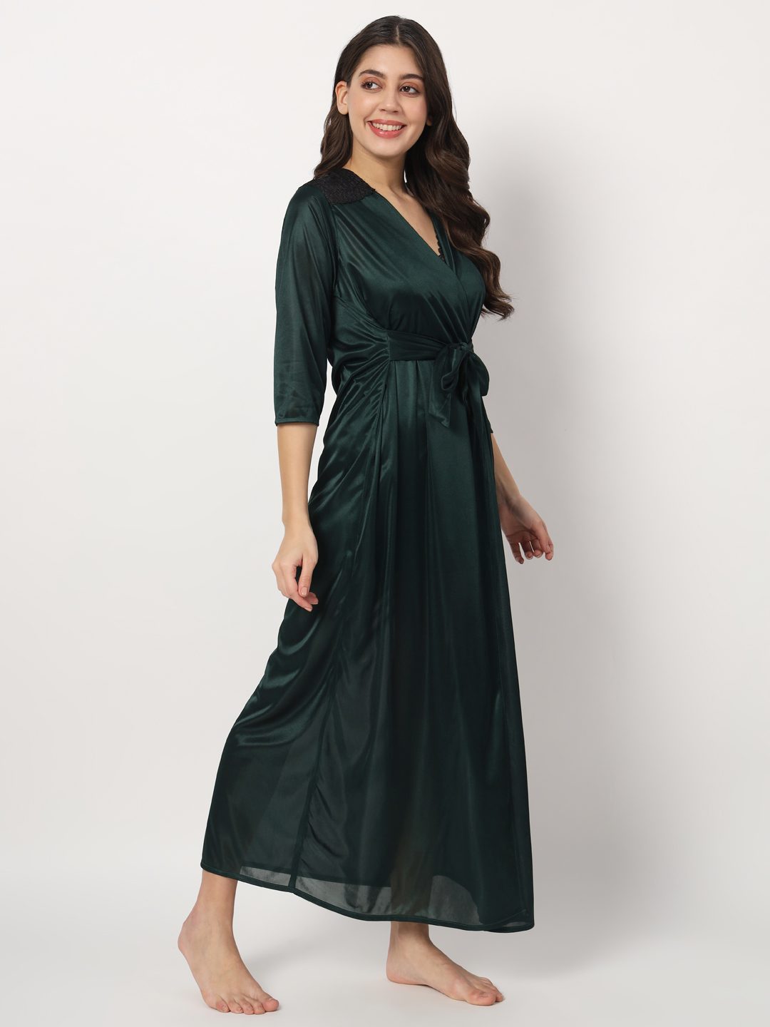Hot Two Piece Satin Robe & Night Dress for Women X301Gb