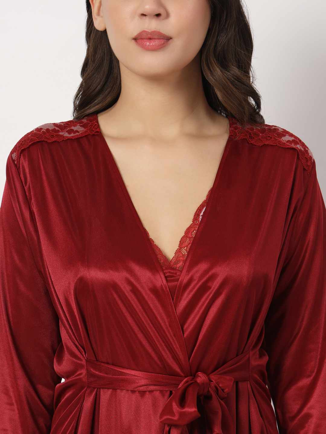 Hot Two Piece Satin Robe & Night Dress for Women X301Mg