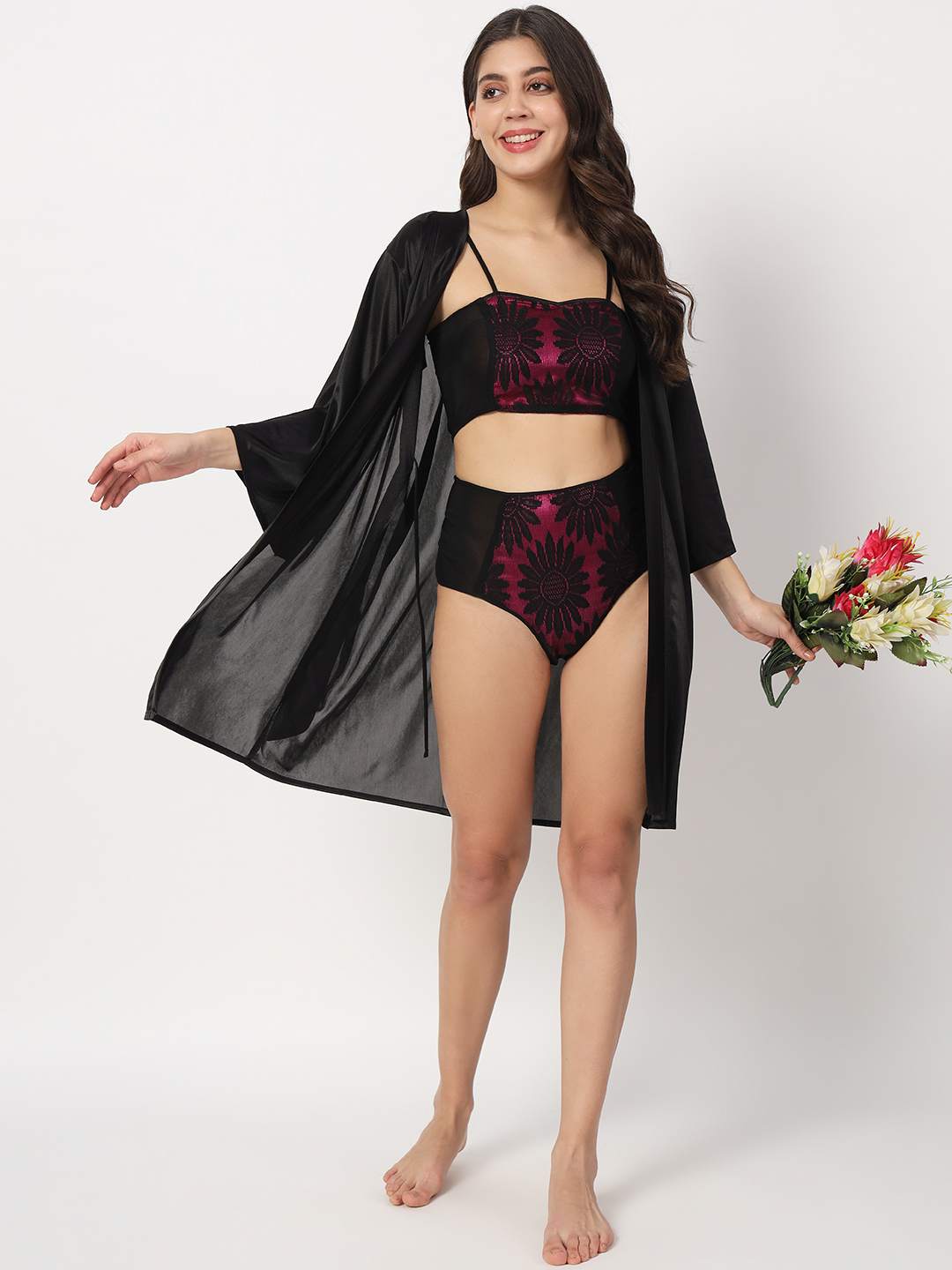 sexy bikini set with robe, valentine gift for him and her
