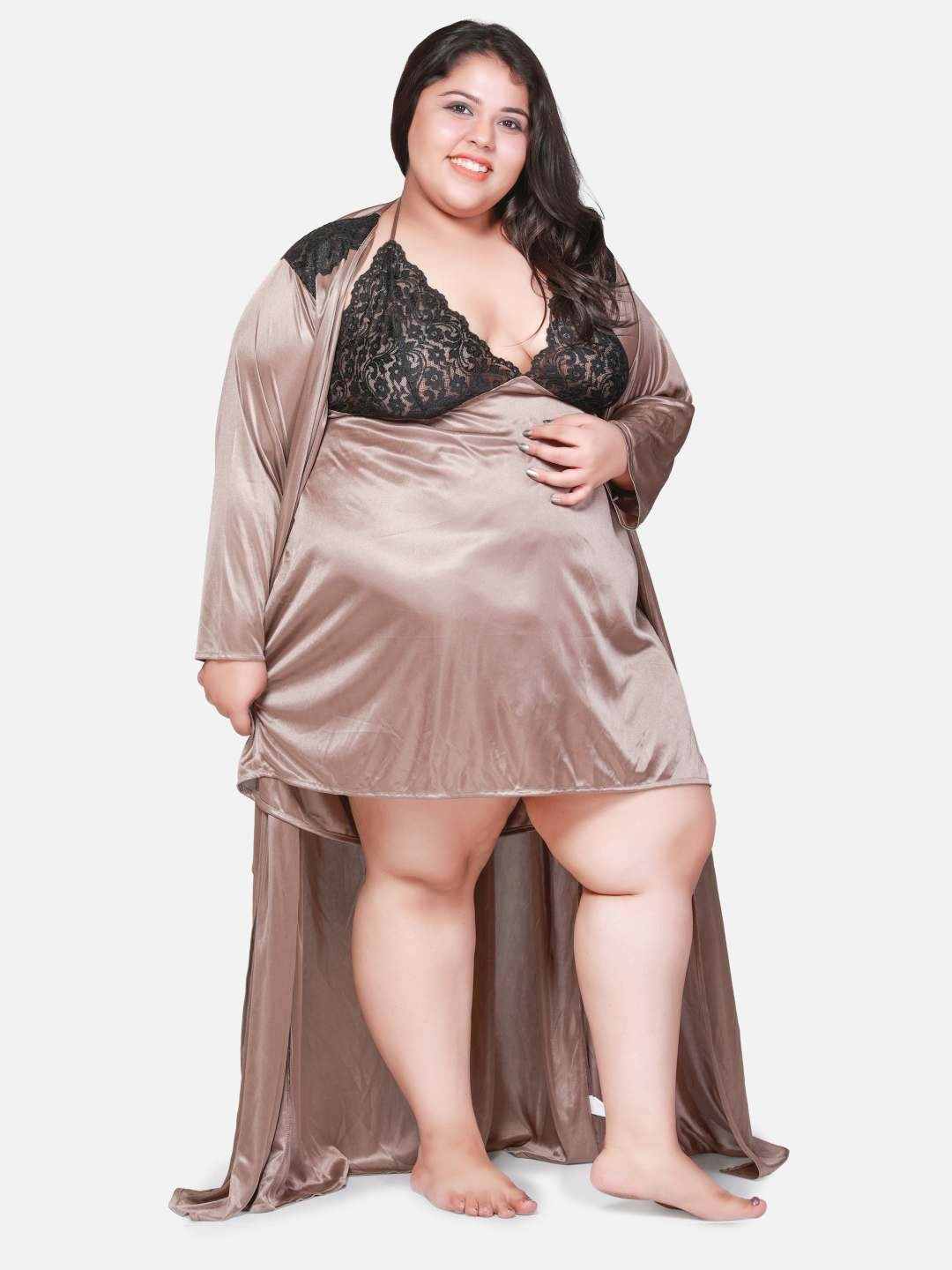 Plus Size Hot Two Piece Babydoll Night Dress for Honeymoon BB301Bm