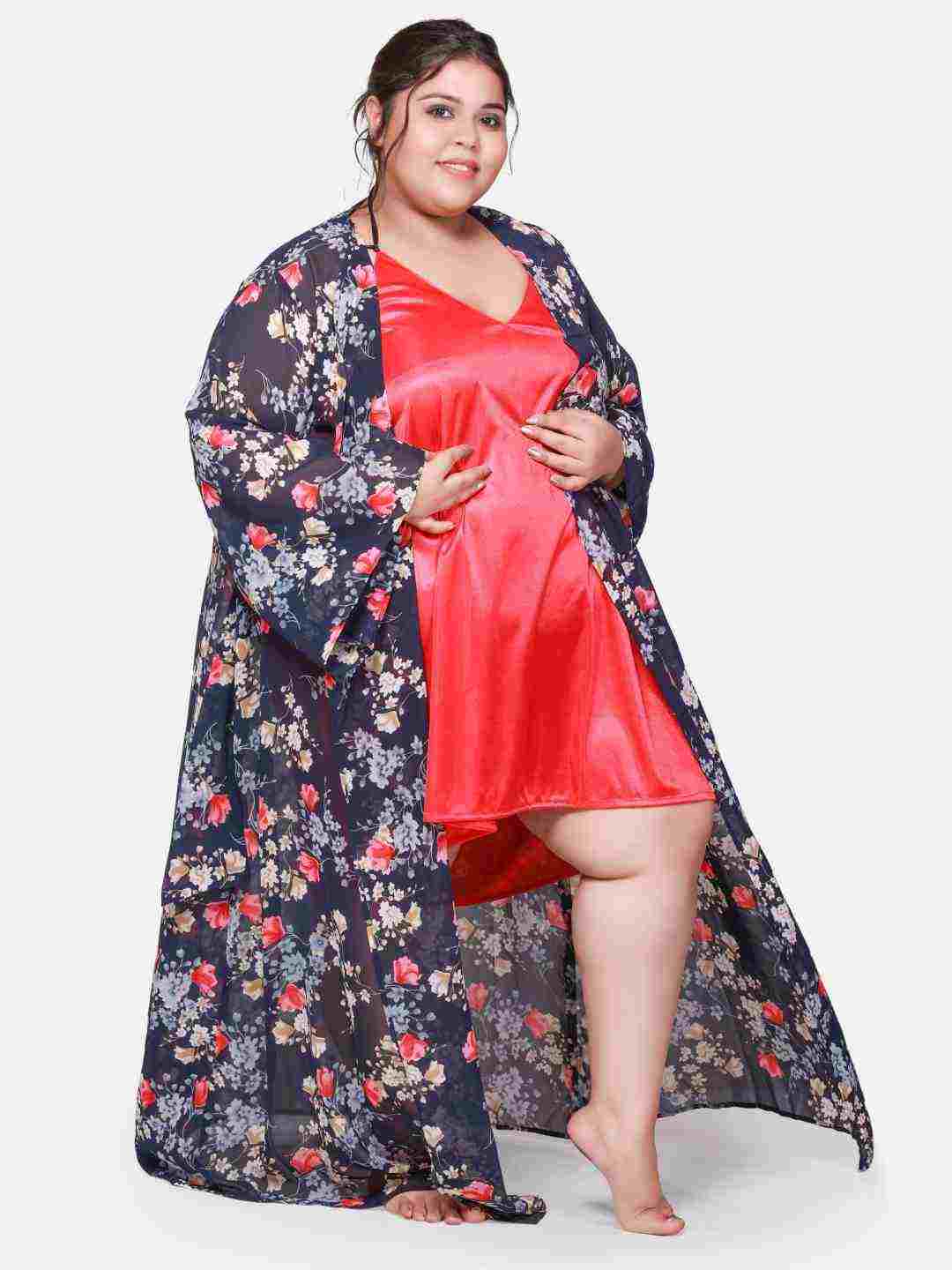 Plus Size Hot Two Piece Babydoll Night Dress for Women B37C.R3N0