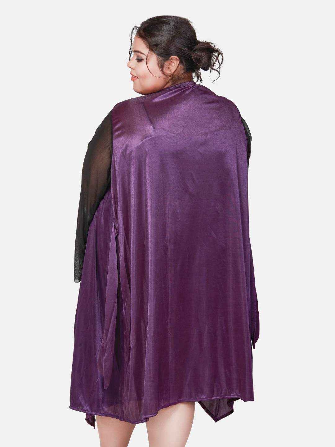 Plus Size Hot Two Piece Purple Babydoll Night Dress for Women B53J.R4J
