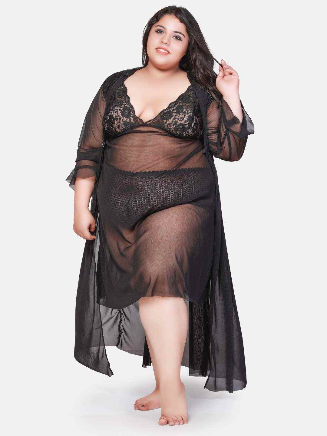 Hot Three Piece Net Bikini Set With Robe B55K.R3K -  | Buy Online from Klamotten